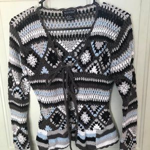 Koji Yohji crocheted tie front sweater cardigan